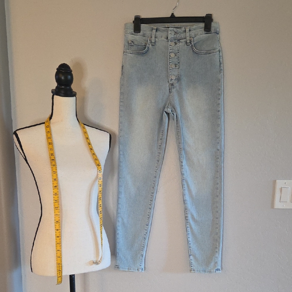 Veronica Beard Light Blue Maera Skinny High-Rise Button-Fly Jeans Size 29 EUC